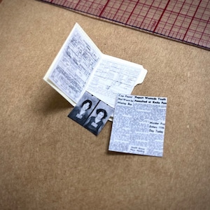 Miniature 1:12 Police Case File Folder- dollhouse curiosity prop- diorama, crime scene- detective investigation case file- mini Halloween