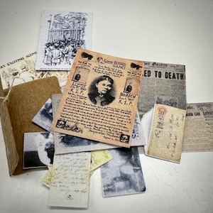 1:12 Lizzie Borden Antique Case File Folder Dollhouse Miniature- curiosity prop- true crime scene investigation diorama- police detective-