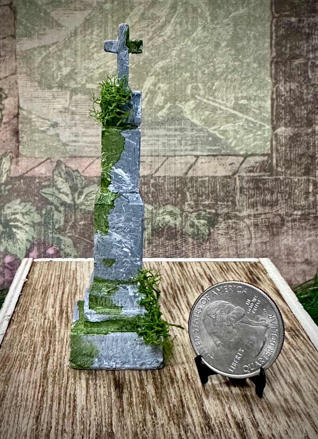 Multiscale Cross Tower Headstone Dollhouse Miniature Tiny Grave Marker