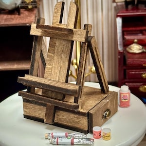 1:12 Tabletop Easel Dollhouse Miniature- Diorama Painting Stand- Tiny Art Supplies- Studio Furniture-