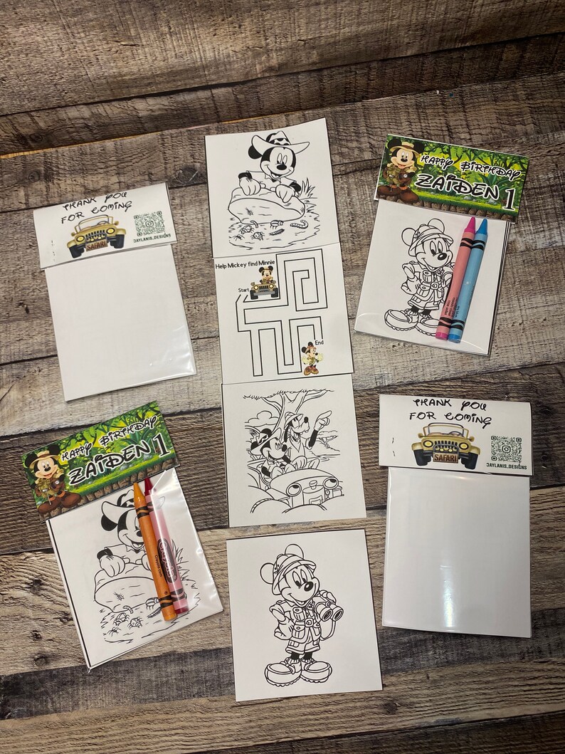 Mickey Safari Coloring Sheet mickey Safari Party Favor Etsy