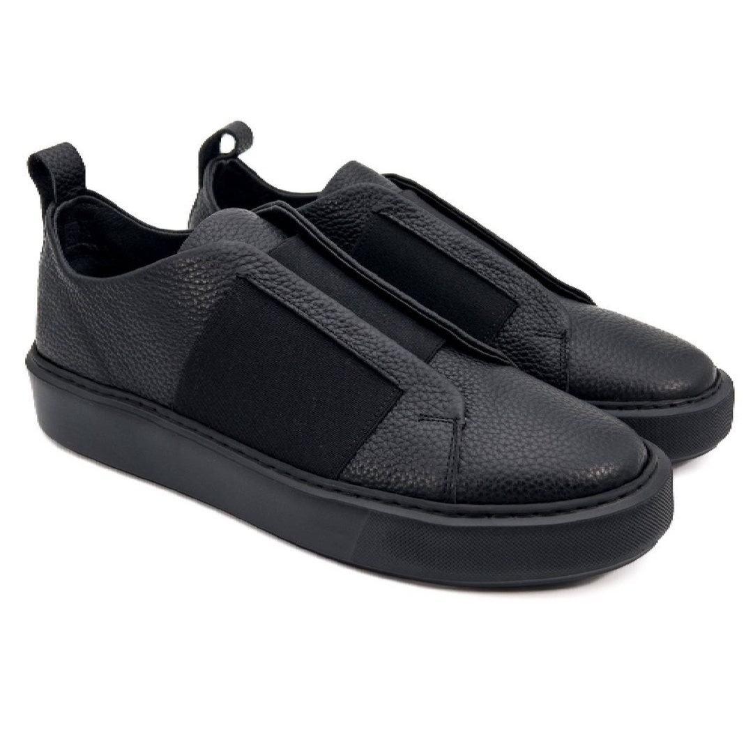 Shadow Black Genuine Leather Black Shoe Sole Sneaker for Men - Etsy