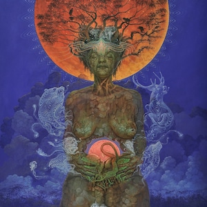 Amour - Mini carte postale artistique de Luis Tamani - Illustration psychédélique visionnaire