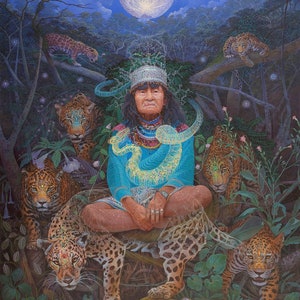 Guardians – Visionary Canvas Wall Art by Luis Tamani – Sacred Plant & Spirit Artwork