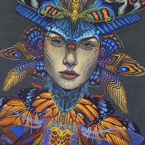 Metamorphosis - Mini carte postale artistique de Luis Tamani - Illustration psychédélique visionnaire