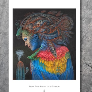 Open Your Wings – Psychedelic Poster Print by Luis Tamani – Visionary Shamanic Art