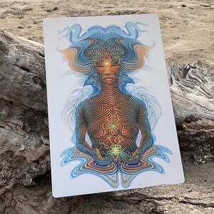 Lumière solaire - Mini carte postale artistique de Luis Tamani - Illustration psychédélique visionnaire