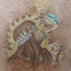 Colibri - Carte postale visionnaire de Luis Tamani - Mini impression d'art spirituelle
