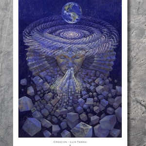 Creazione – Stampa psichedelica di Luis Tamani – Arte sciamanica visionaria