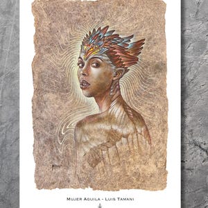 Eagle Woman – Visionary Poster Print by Luis Tamani – Mystical Spiritual Art
