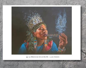 La Medicina Vive en Mi – Visionary Poster Print by Luis Tamani – Mystical Spiritual Art