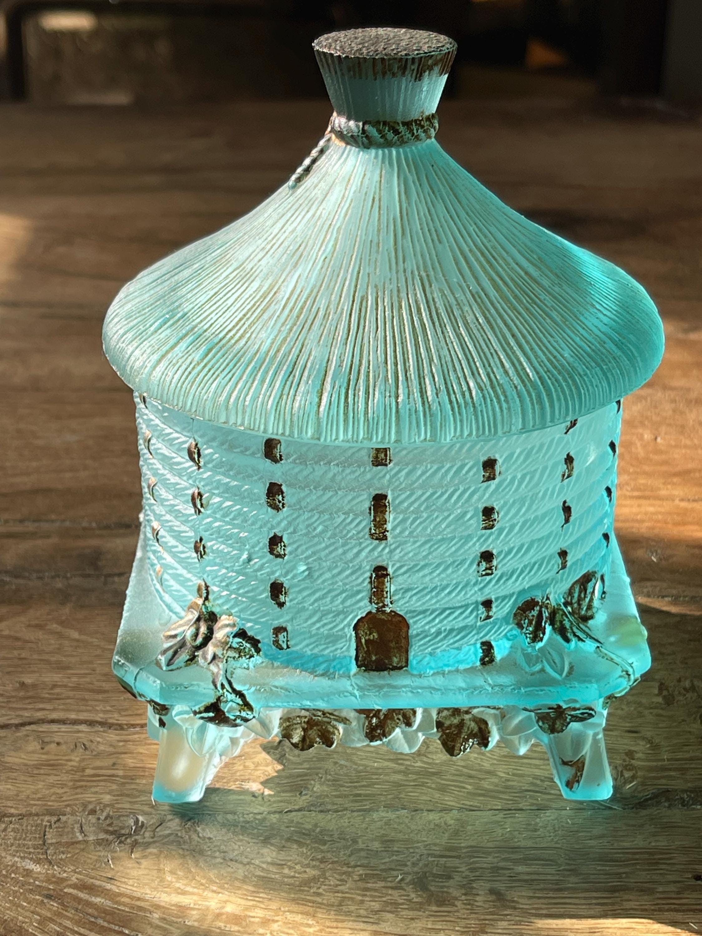 Antique Portieux French Blue Opaline Lidded Honey Pot - Etsy