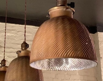 Early 20th Century Industrial Gold Mercury Glass Pendant Light