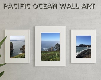 Rocky Cliffs, Ocean Views, Crashing Waves, Set of 3 Unique high-quality, Pacific Ocean Photography Print Oregon  Printable Wall Art