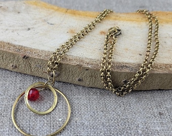 Handmade Brass Frenite Pendant Necklaces Boho Gemstone Jewelry