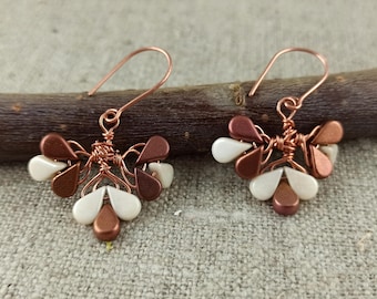 Handmade Copper Floral Earrings: Boho Dangle Amos Par Puca Jewelry