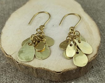 Handmade Hammered Brass Teardrop Earrings: Boho Dangle Jewelry