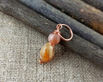 Handcrafted Peach Agate Copper Pendant Necklace: Boho Charm