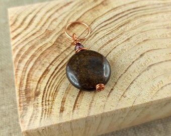 Handcrafted Bronzite Garnet Copper Pendant Necklace: Boho Charm