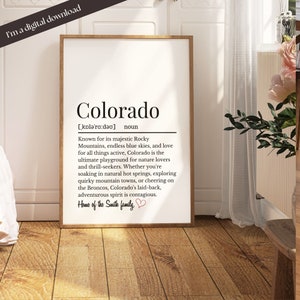 Colorado State Definition Print, Personalizable Colorado Wall Print, Custom Definition Wall Print, USA Print, Digital Download American
