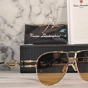 Lamborghini Tonino Full Rim Gold Stainless Steel Sunglasses Made In Italy