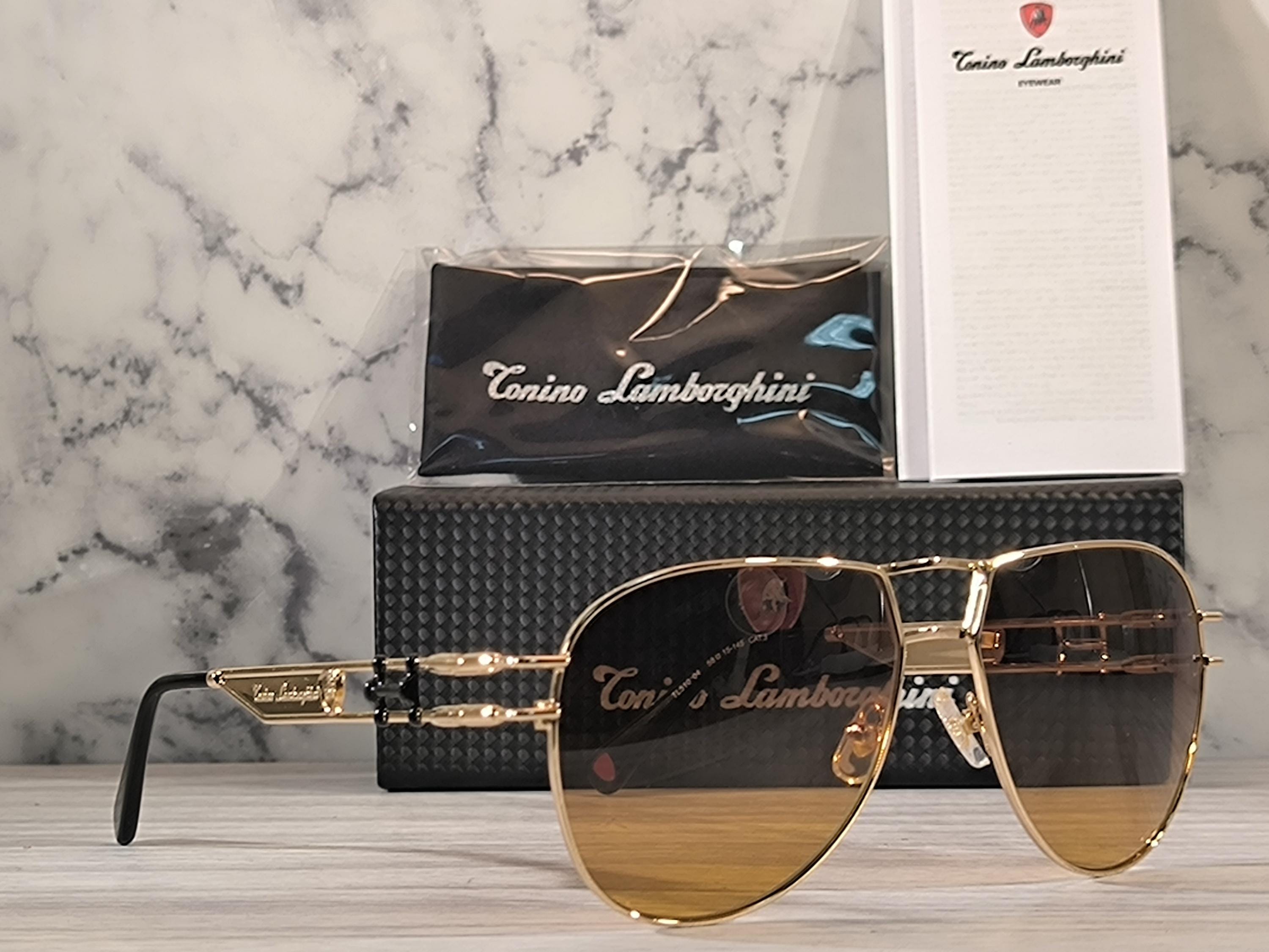 Lamborghini Tonino Full Rim Gold Stainless Steel Sunglasses Made