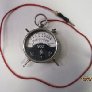 Vintage Pocket Voltmeter Collectible Rare Metal Glass Measuring instruments Rare