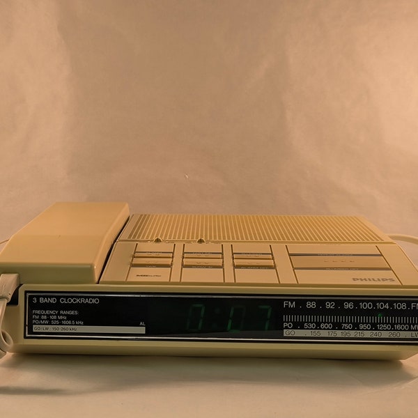 Philips Radio Alarm Clock Phone Vintage Retro 1980's
