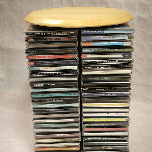Vintage Compact Disc Storage Carousel Unit Wood