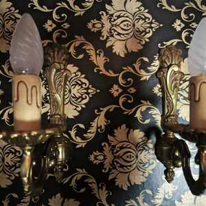 Vintage francuskie mosiężne lampy ścienne