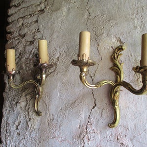 Pair Of French Brass Wall Lamps Vintage