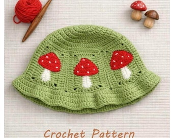 MUSHROOM BUCKET HAT crochet pattern- Digital pdf instant download