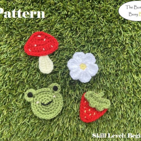 COTTAGECORE APPLIQUE BUNDLE Crochet Pattern-Great add-on for existing pattern purchases! Digital Pdf instant download- with video tutorials!