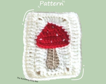 2 en 1 MUSHROOM Grandma SQUARES (versión más reciente) Patrón de ganchillo - Descarga instantánea en PDF digital (videos útiles incluidos)