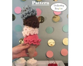 ICE CREAM CONE crochet pattern- Digital Pdf instant download