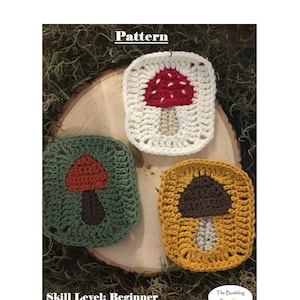 MUSHROOM GRANNY Almost SQUARE Crochet Pattern- Digital Pdf instant download