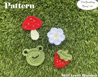 COTTAGECORE APPLIQUE BUNDLE Crochet Pattern-Great add-on for existing pattern purchases! Digital Pdf instant download- with video tutorials!