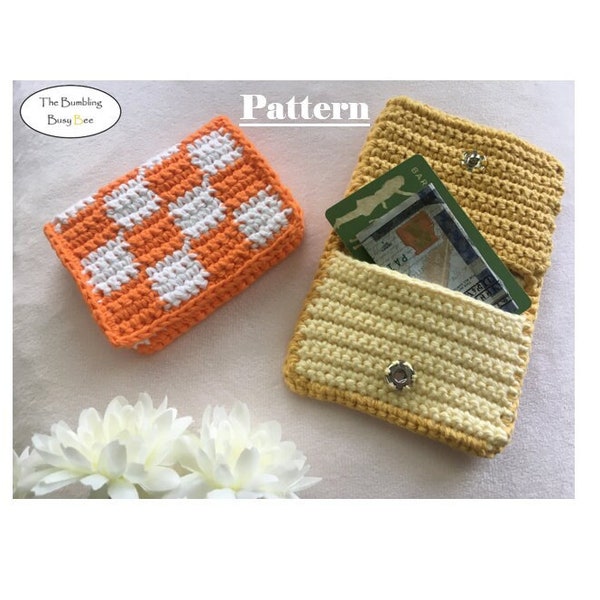 CHECKERED CARD HOLDER Wallet crochet pattern - Digital Pdf instant download