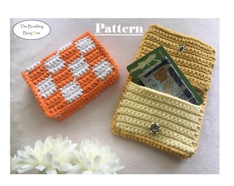 CHECKERED CARD HOLDER Wallet crochet pattern - Digital Pdf instant download