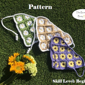 FLOWER GRANNY SQUARE Bandana crochet pattern- Digital pdf instant download