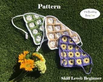 FLOWER GRANNY SQUARE Bandana crochet pattern- Digital pdf instant download