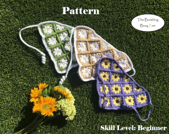 FLOWER GRANNY SQUARE Bandana crochet pattern- Digital pdf instant download