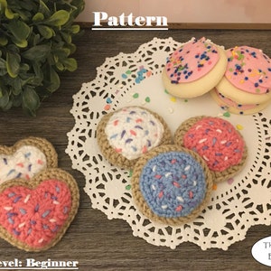 FROSTED SUGAR COOKIES crochet pattern -Digital pdf instant download (Heart and Circle Shapes included)