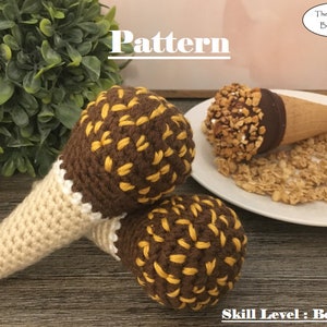 SCHOKOLADE EIS Hütchen mit Nuss Toppings Häkelanleitung- Digital Pdf Instant download