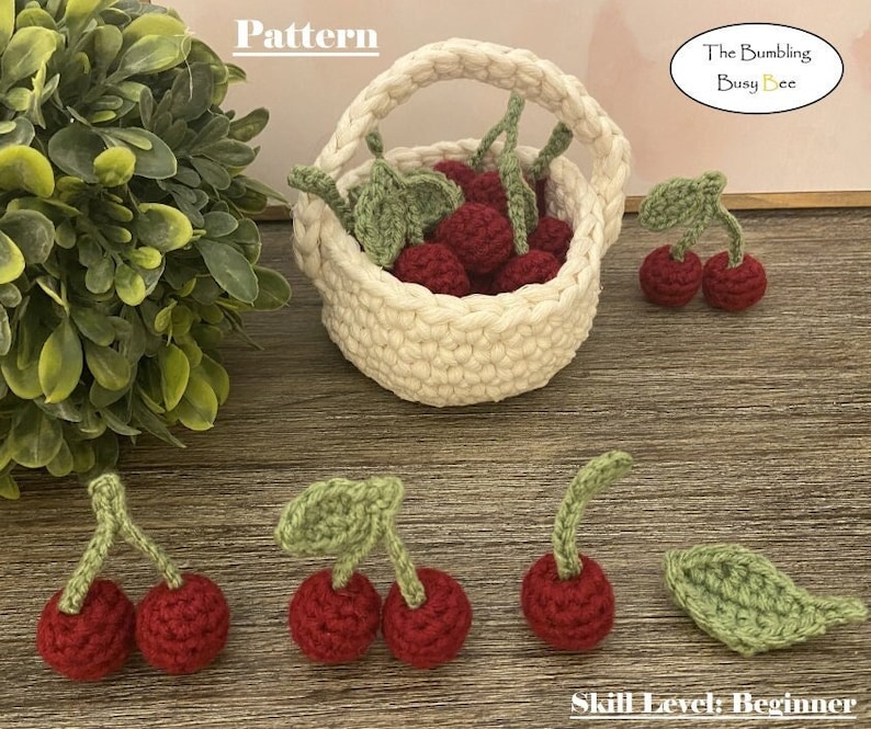 CHERRY Crochet Pattern including Macrame Basket Digital PDF Etsy