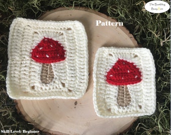 2 in 1 MUSHROOM GRANNY SQUARES (newest version) Crochet Pattern- Digital Pdf instant download (Helpful Videos Included)