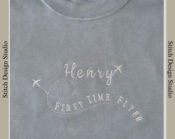 First time flyer t-shirt. Children's embroidered Birthday gift