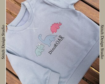 Kids embroidered Dinosaur sweatshirt. Jurassic jumper. Personalise with letter or initials.