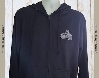 Men's Vintage Motorbike hoodie, Black.