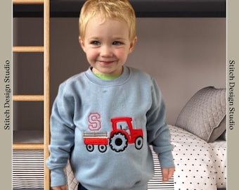 Personalised Embroidered Tractor Sweatshirt: Farm Birthday Gift